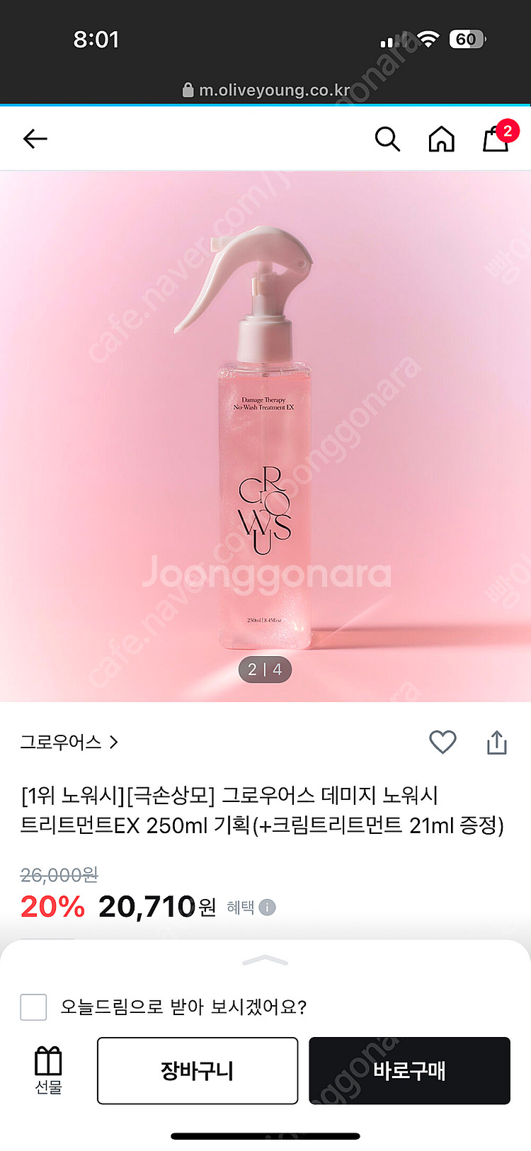 그로우어스 데미지 노워시 트리트먼트EX 250ml--0