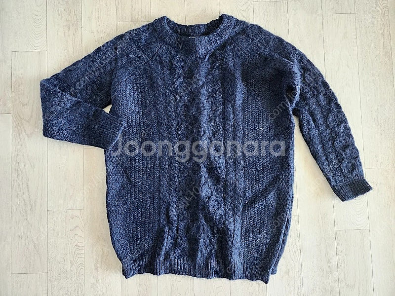 네이비 모헤어 롱니트 옆트임 55사이즈--0