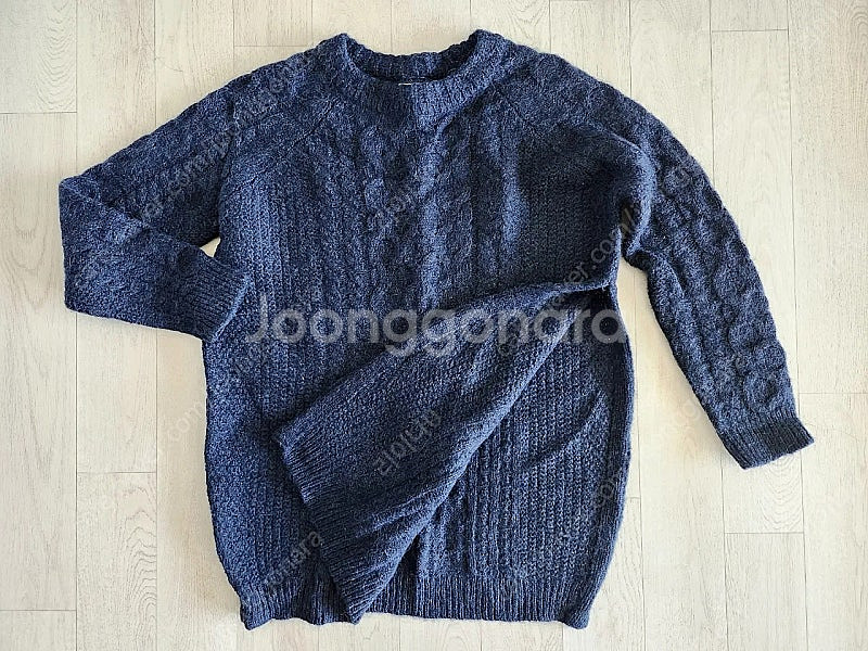 네이비 모헤어 롱니트 옆트임 55사이즈--1