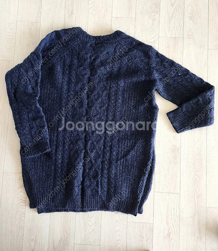 네이비 모헤어 롱니트 옆트임 55사이즈--2