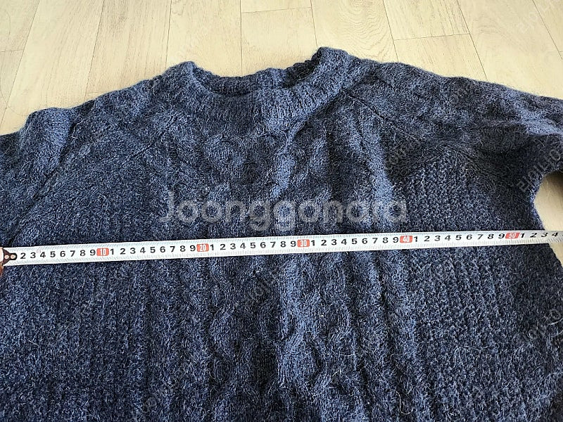 네이비 모헤어 롱니트 옆트임 55사이즈--3