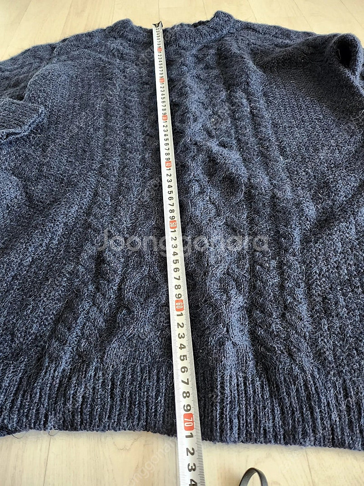 네이비 모헤어 롱니트 옆트임 55사이즈--4