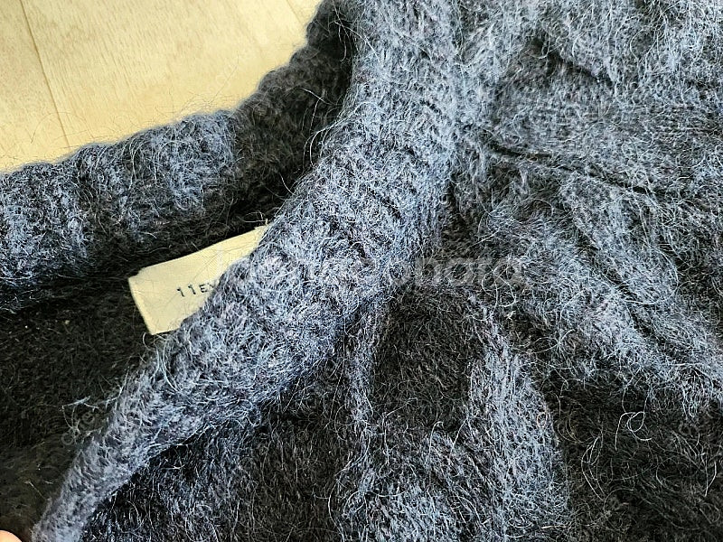 네이비 모헤어 롱니트 옆트임 55사이즈--5