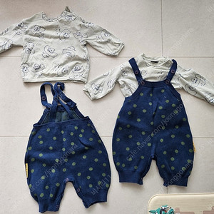 남아 쌍둥이 알로앤루 80 우주복 외 멜빵바지