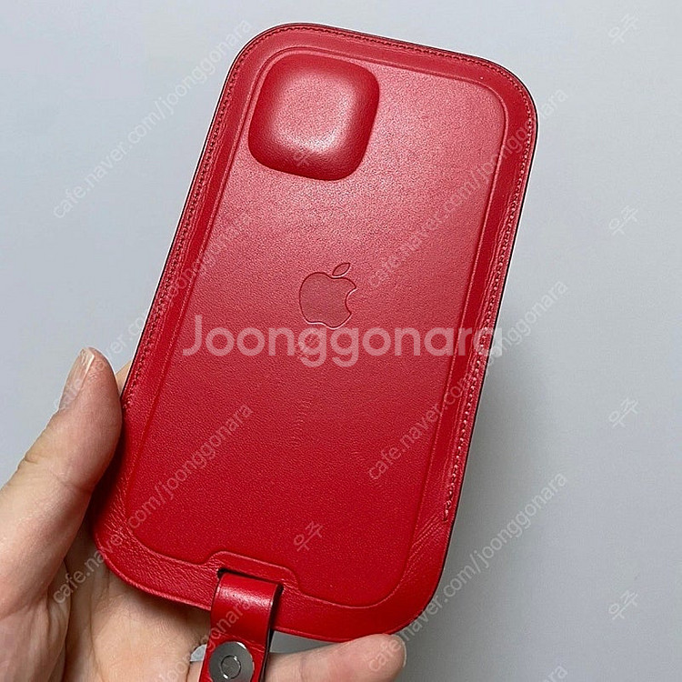 정품 애플 아이폰 가죽 슬리브 레드 맥세이프포함--2