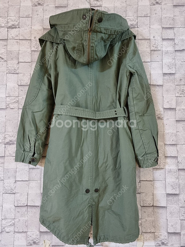 르샵 유니크한 후드 카키 면야상 점퍼--1