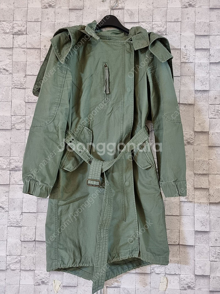 르샵 유니크한 후드 카키 면야상 점퍼--2