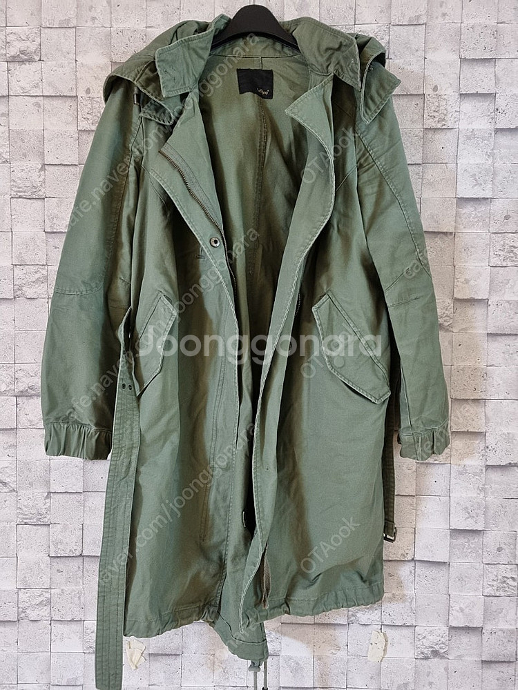 르샵 유니크한 후드 카키 면야상 점퍼--4