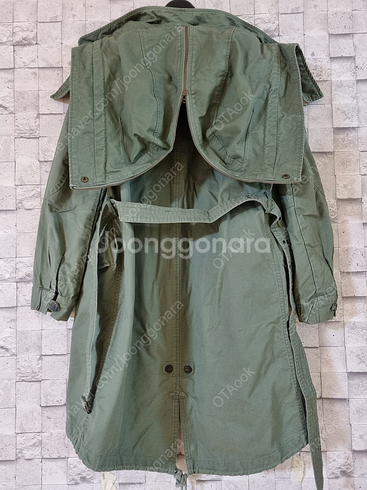 르샵 유니크한 후드 카키 면야상 점퍼--8