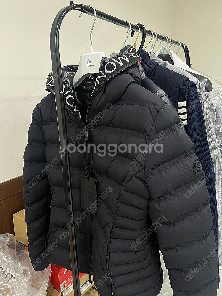 [2] 몽클레어 알레테 여성 후드 로고 구스 패딩 블랙--0