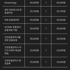 건강운동관리사 관련 책들 팝니다 총 9권