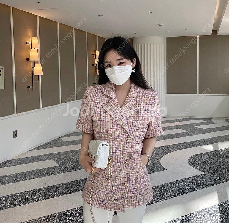 라미데일리 깜봉 트위드 자켓 버뮤다팬츠 셋업--3