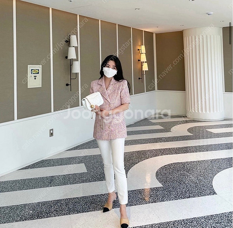 라미데일리 깜봉 트위드 자켓 버뮤다팬츠 셋업--4