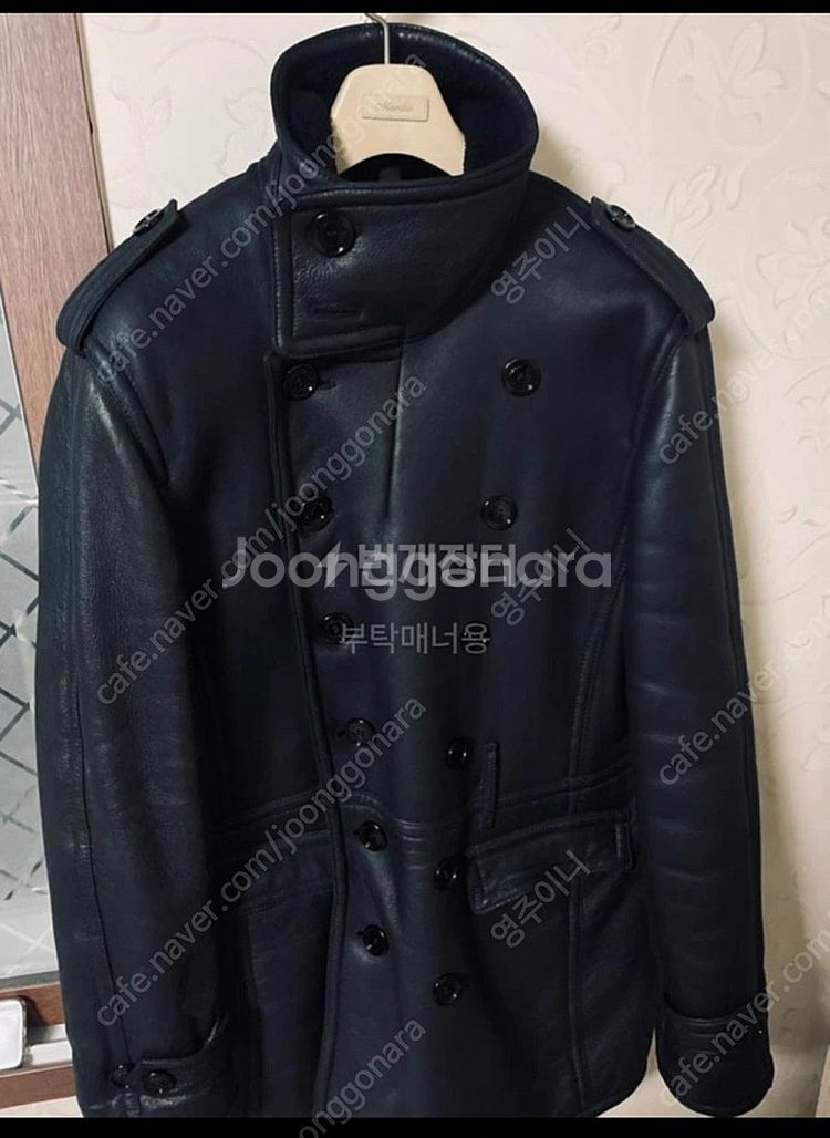 버버리 풀시어링 롱무스탕 트렌치 가죽코트/ 레더코트--1