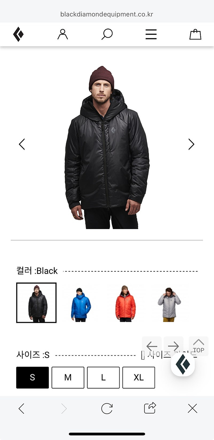 블랙다이아몬드 빌레이파카 블랙 S--1