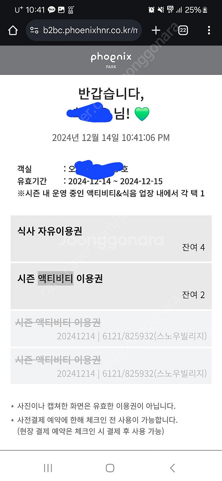 휘닉스파크 액티비티 이용권 12월 15일 일요일--0