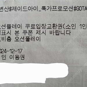 변산 소노벨 오션플레이 소인1인 입장권