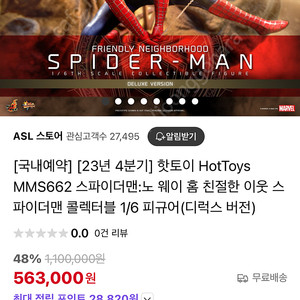 핫토이 HotToys MMS662 스파이더맨:노 웨이 홈 친절한 이웃 스파이더맨 콜렉터블 1/6 피규어(디럭스 버전)