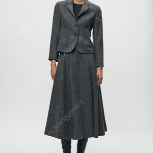 자라 콜렉션 울 블렌드 미니멀 블레이저 자켓 & 미디 스커트 디올맛 셋업 세트 (ZARA ZW Collection Minimalist Wool Blend Blazer & Midi