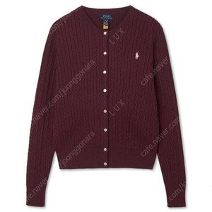 폴로 랄프 로렌 미니 케이블 코튼 가디건 버건디 와인 (Polo Ralph Lauren Mini-Cable Cotton Cardigan Burgundy) XL