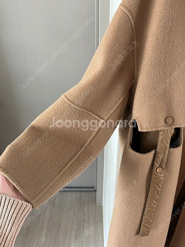 카멜 패딩베스트 롱코트 패딩코트--3