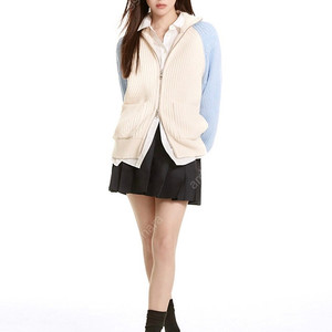 마리떼 COLOR BLOCK RAGLAN ZIP-UP CARDIGAN s사이즈