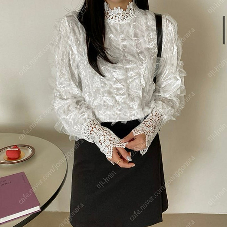 벨벳 레이스 블라우스--0