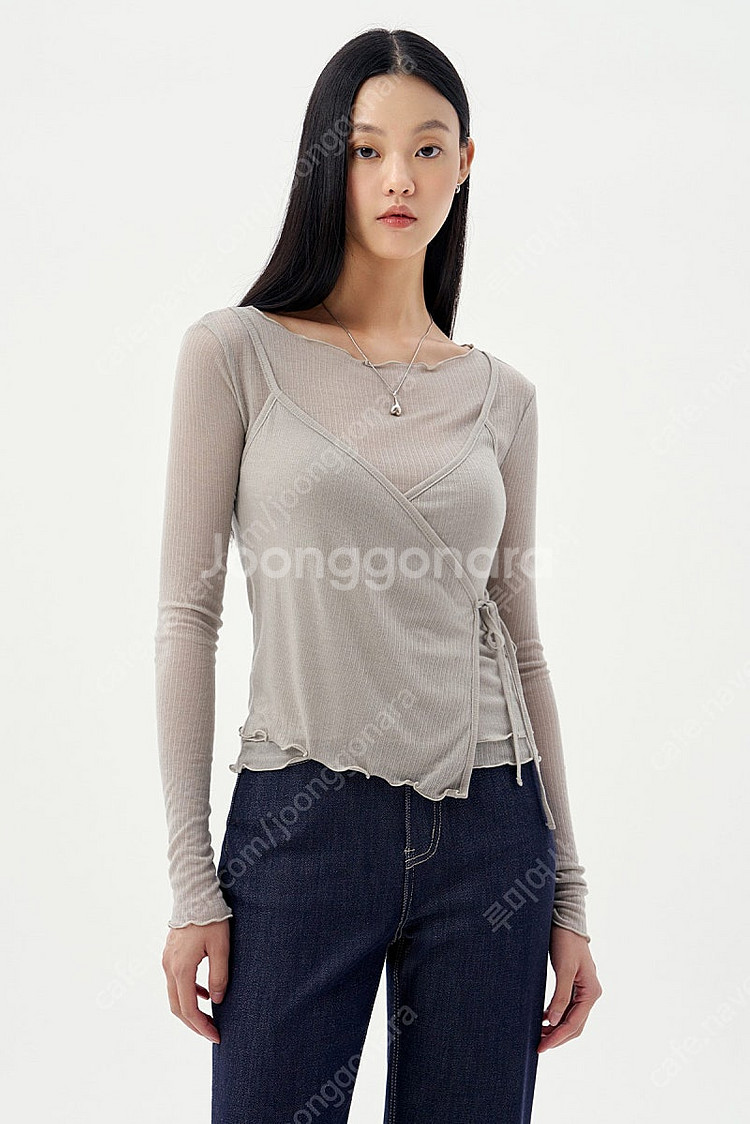 메비 로제티셔츠 애쉬 카키 2사이즈 새상품--1