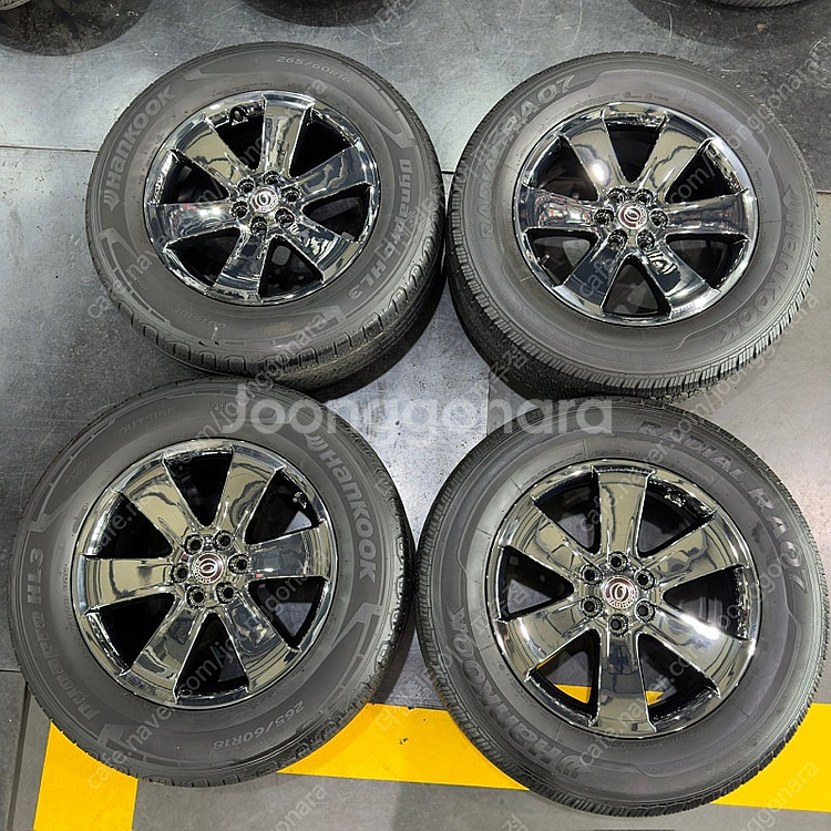 18인치 중고 휠타이어 한대분 (모하비 순정 블랙크롬 ...--0
