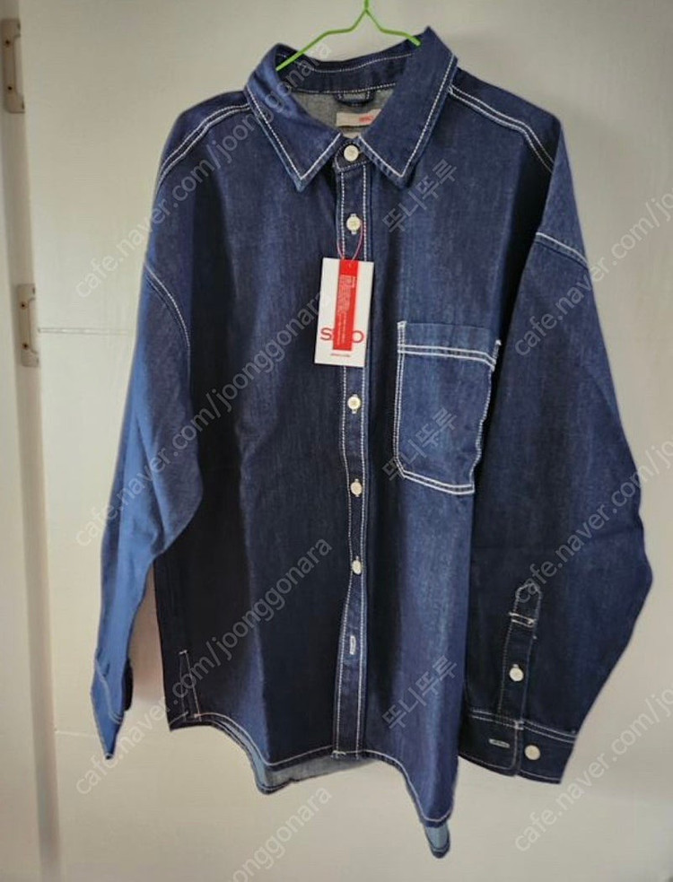 새상품 시티보이 유니 오버핏 데님 셔츠_SPYJD23C01 진청 navy 90 s사이즈--3
