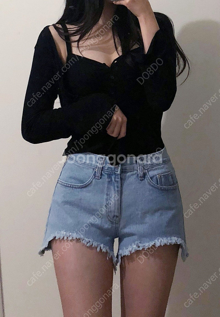 [[새옷]] 라인핫팬츠 마드모아젤 에린 청반바지 데님팬...--0