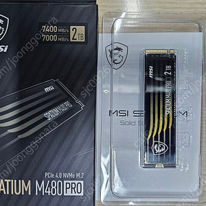 MSI SPATIUM M480 PRO 2TB PCIe 4.0 NVNe 팝니다.