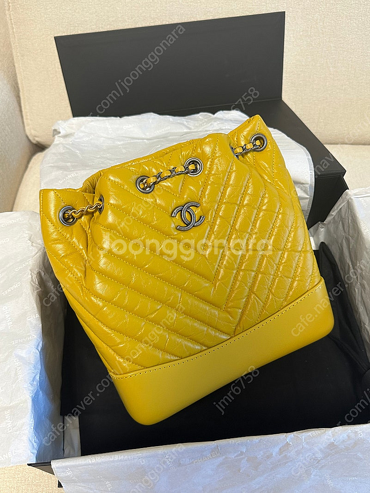 샤넬 가브리엘 백팩 쉐브론 스몰 옐로우색상--0
