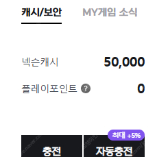 충전된 넥슨캐시 50,000 > 37,000 판매합니다