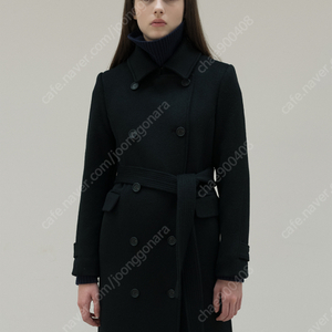 levar 르바 코트 Double-Breast H-Line Wool Coat (Black)