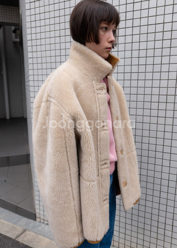 Le17septembre 스웨이드 퍼 리버서블 무스탕--0