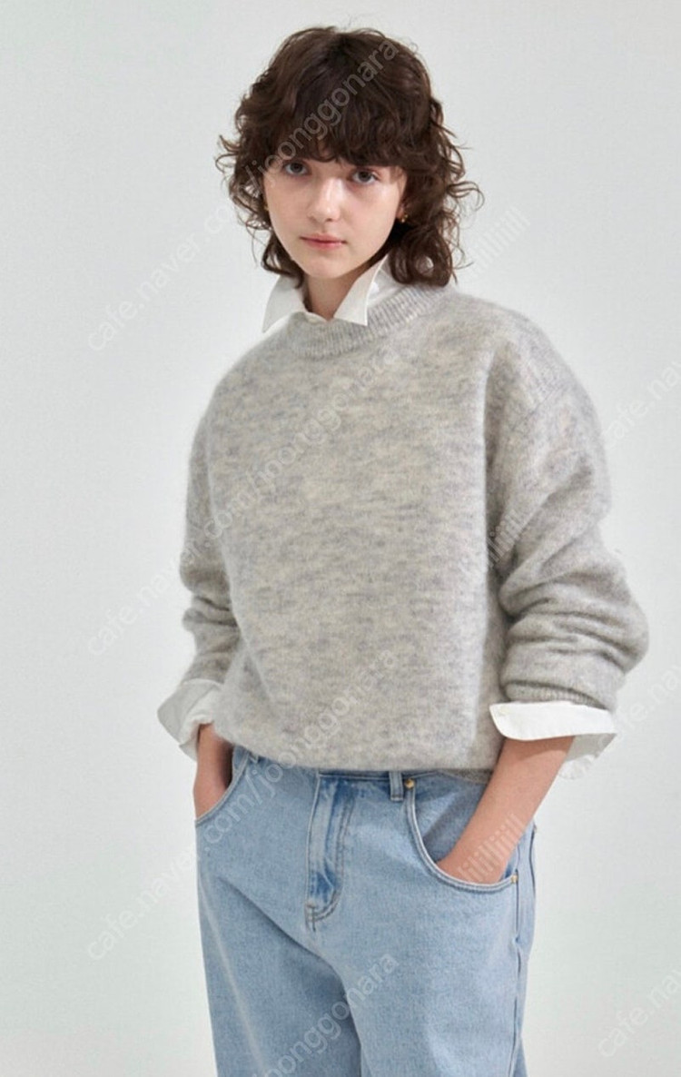 더바넷 세일 플러피 모헤어 니트 그레이 Grey Fluffy--3