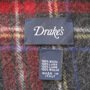 드레익스 / Made In Italy Black Stewart Tartan Wool Washed Check Scarf / Free