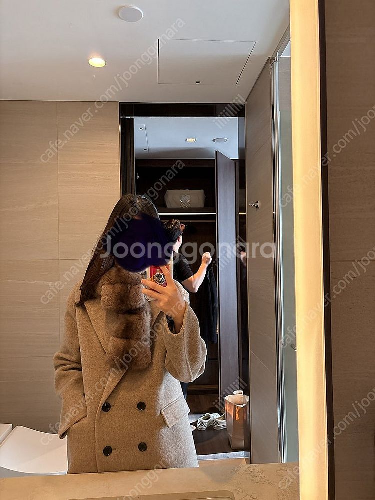클럽모나코 울캐시미어 혼방 하프코트 S사이즈 오트밀(연...--1