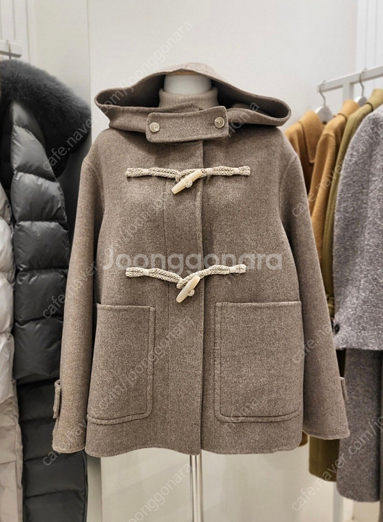 온앤온 핸드메이드 후드 더플코트 새상품 66 지컷 보브...--0