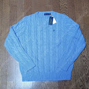 폴로 랄프로렌 케이블 코튼 니트 스웨터 L 라지 DERBY BLUE HEATHER 블루 새제품 팝니다. POLO