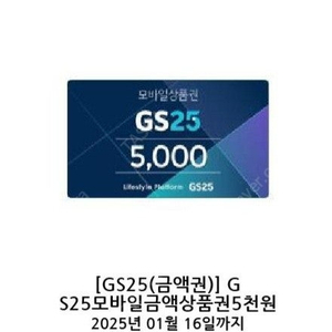 gs25 모바일상품권 5000원권 입금후보내드립니다(~1.16)