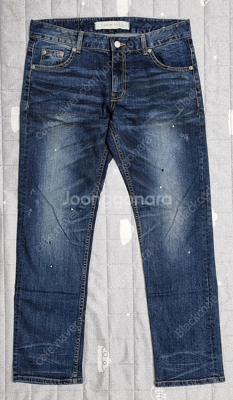남자 남성 청바지 데님 JEANS 데님홀릭 중청 오일워싱+페인트포인트 L/50 (32~33)사이즈 10,000원--0