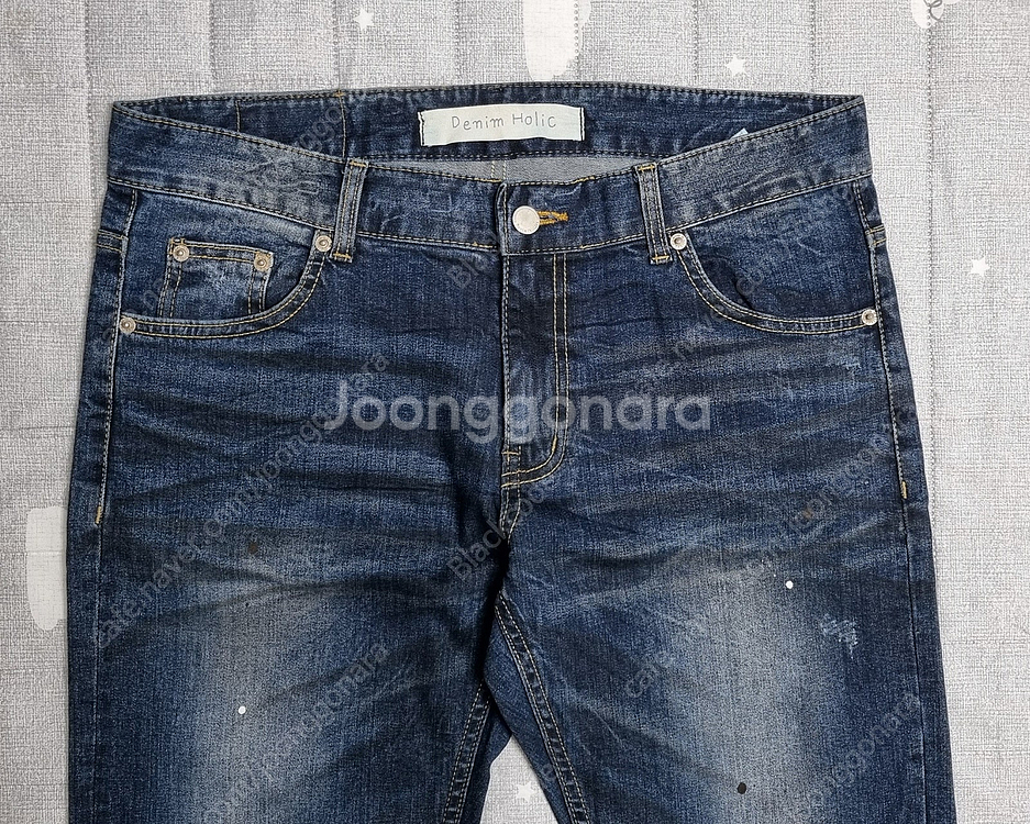 남자 남성 청바지 데님 JEANS 데님홀릭 중청 오일워싱+페인트포인트 L/50 (32~33)사이즈 10,000원--2