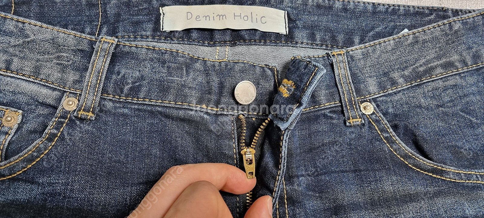 남자 남성 청바지 데님 JEANS 데님홀릭 중청 오일워싱+페인트포인트 L/50 (32~33)사이즈 10,000원--3