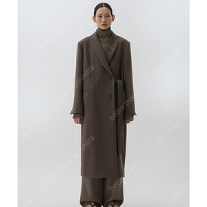 르917 SIDE BELTED COAT brown 새상품 롱코트