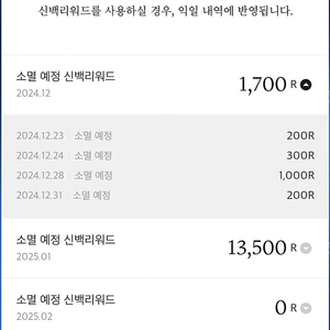 신백리워드 29,400R (15,300 +14,100) =>18,000원
