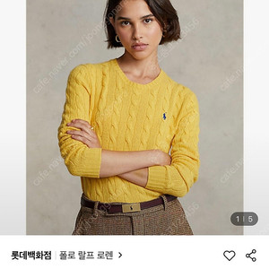 폴로 랄프로렌 여성 케이블 울 캐시미어 크루넥 스웨터