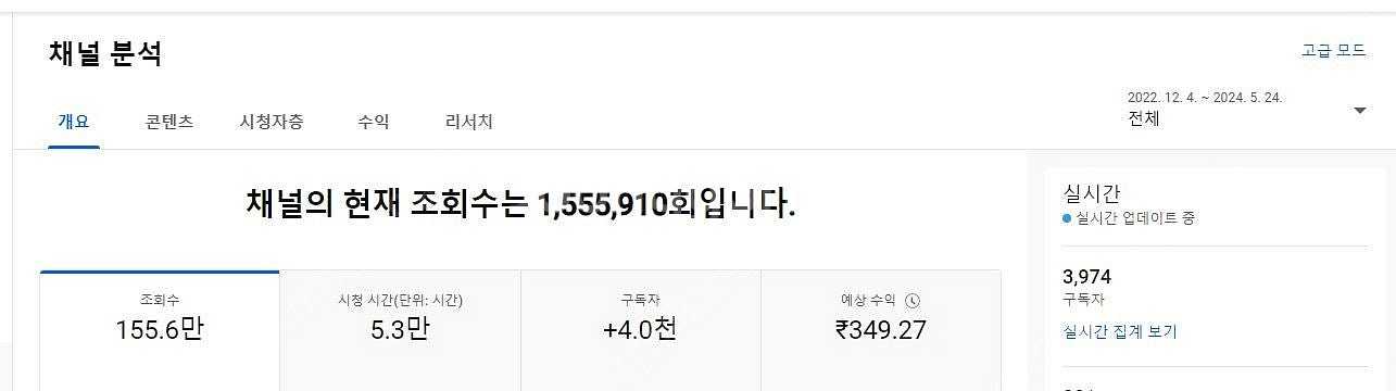유튜브 구독자 약4000명 수익창출채널 싸게 팝니다!!--1
