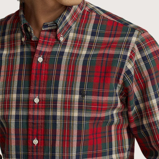 새제품M) 폴로 랄프로렌 플레이드 체크 클래식핏 옥스포드 셔츠 남방 레드 그린 멀티 남자 남성 크리스마스 선물--1